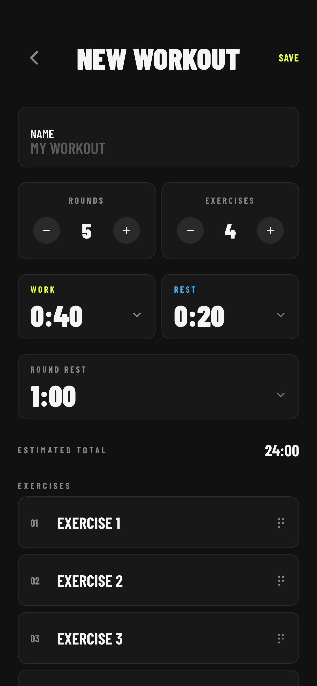 Builder — create mode, default values